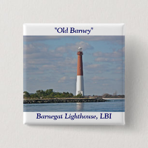 Badge Carré 5 Cm "Old Barney" Barnegat Lighthouse LBI NJ