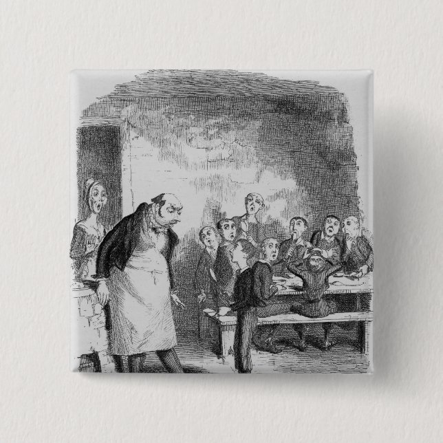 Badge Carré 5 Cm Oliver demandant plus (Devant)