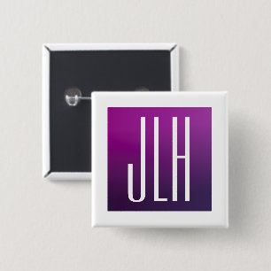 Badge Carré 5 Cm Ombre Violet & Initiales ou autre Texte Blanc