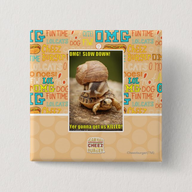 Badge Carré 5 Cm OMG ! Ralentissement ! (Devant)