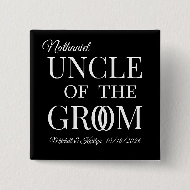 Badge Carré 5 Cm Oncle du Mariage Groom (Devant)