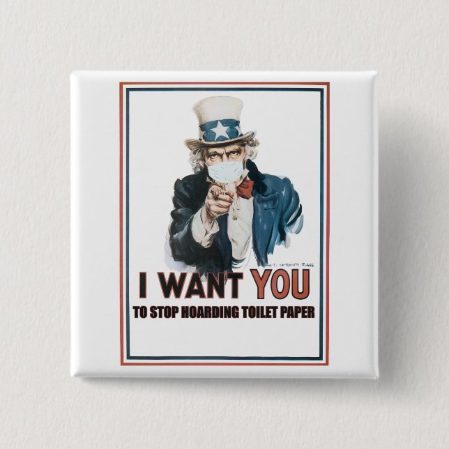 Badge Carré 5 Cm Oncle Sam "I Want You" pour.... (Devant)