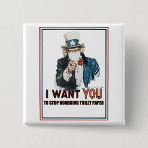 Badge Carré 5 Cm Oncle Sam "I Want You" pour....