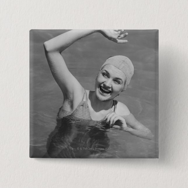 Badge Carré 5 Cm Ondulation de femme (Devant)