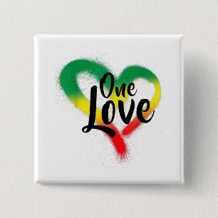 Badge Carré 5 Cm One Love One Heart Reggae Vibes
