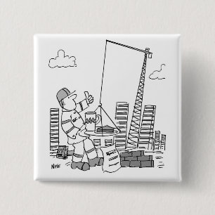 Badge Carré 5 Cm Opérateur de grue à tour de chantier