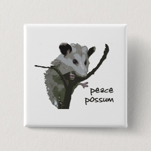 Badge Carré 5 Cm Opossum de paix (Devant)