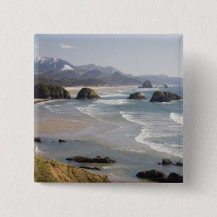 Badge Carré 5 Cm OR, côte de l'Oregon, parc d'État d'Ecola, Croissa