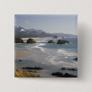 Badge Carré 5 Cm OR, côte de l'Oregon, parc d'État Ecola, vue de
