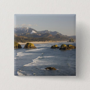 Badge Carré 5 Cm OR, côte de l'Oregon, parc d'État Ecola, vue de 2
