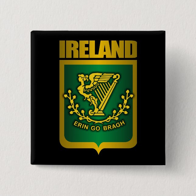 Badge Carré 5 Cm Or "Erin Go Bragh" (Devant)
