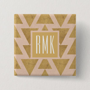 Badge Carré 5 Cm Or extérieur d'étape   du monogramme   Geo et