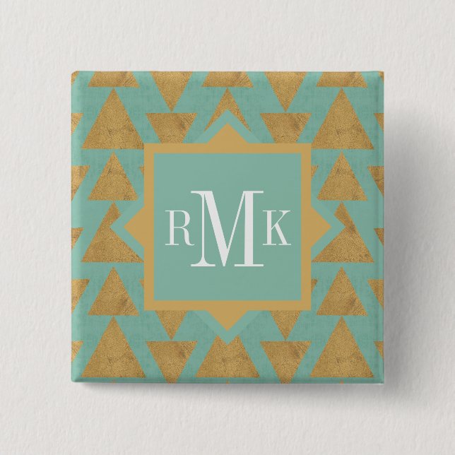 Badge Carré 5 Cm Or extérieur d'étape | du monogramme | Geo et (Devant)