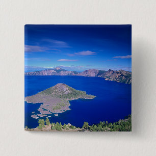 Badge Carré 5 Cm OR, parc national de Crater Lake, île et cratère d