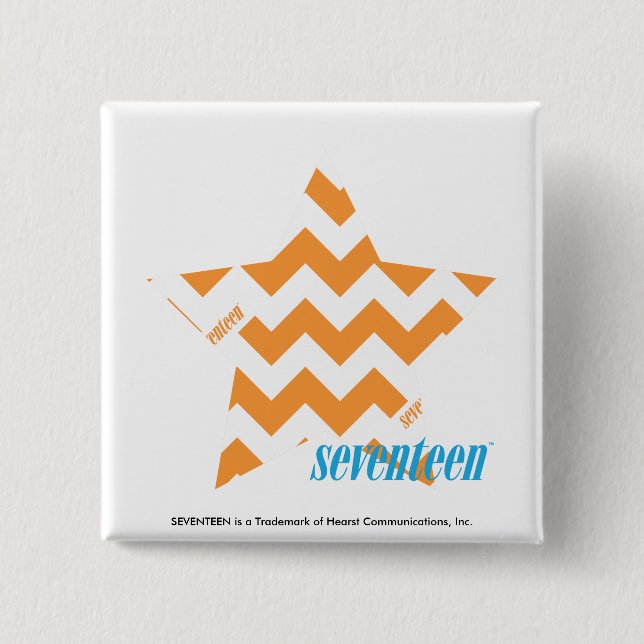 Badge Carré 5 Cm Orange 3 de zigzag (Devant)