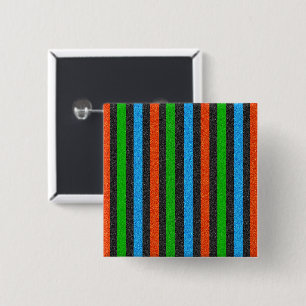 Badge Carré 5 Cm Orange, Bleu, Vert, Parties scintillant noire rayé
