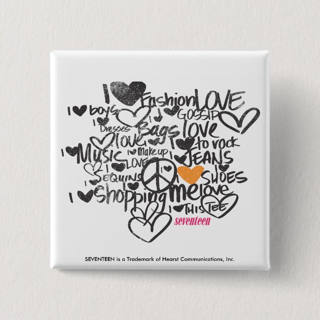 Badge Carré 5 Cm Orange de graffiti (Devant)