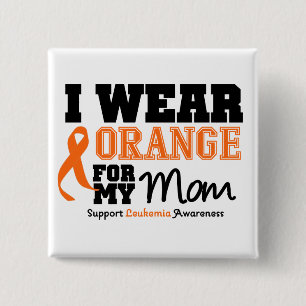 Badge Carré 5 Cm Orange d'usage de la leucémie I pour ma maman