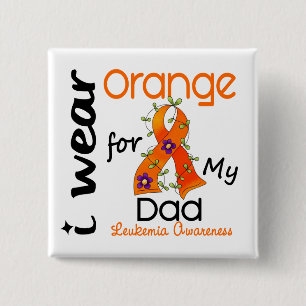 Badge Carré 5 Cm Orange d'usage de la leucémie I pour mon papa 43