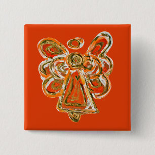 Badge Carré 5 Cm Orange Guardian Holiday Angel Custom Pin Buttes