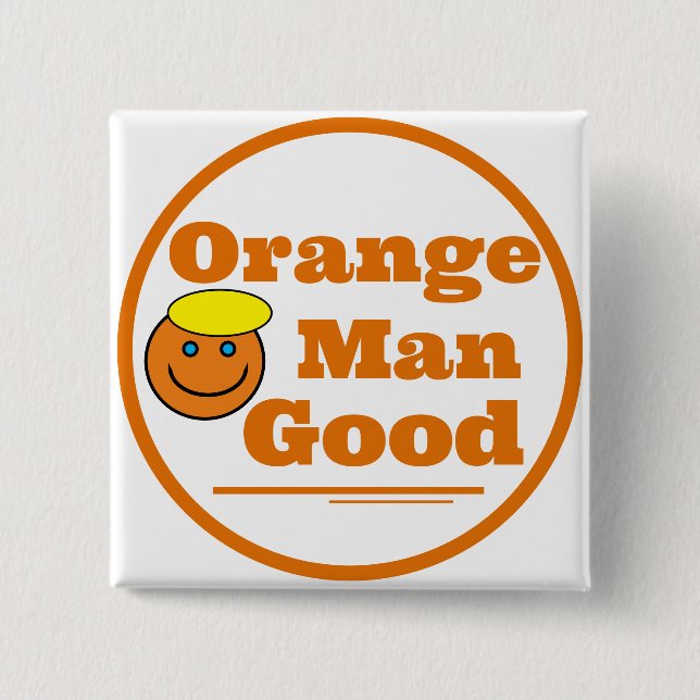 Badge Carré 5 Cm Orange Man GOOD    (Devant)
