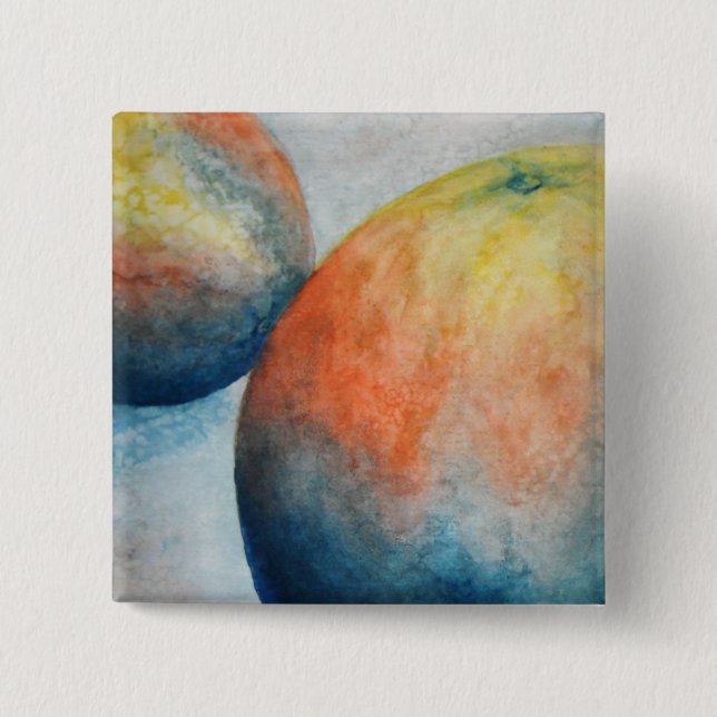 Badge Carré 5 Cm oranges aquarelles (Devant)