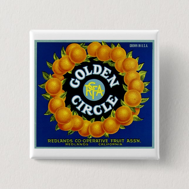 Badge Carré 5 Cm Oranges du cercle d'or (Devant)