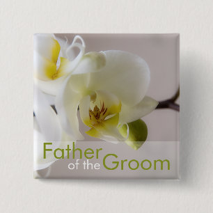 Badge Carré 5 Cm Orchidée blanche • Bouton de mariage