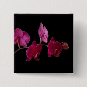 Badge Carré 5 Cm Orchidée rose de Dendrobium - fleurs customisées