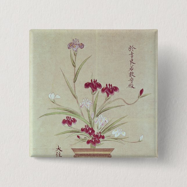 Badge Carré 5 Cm Orchidées (Devant)