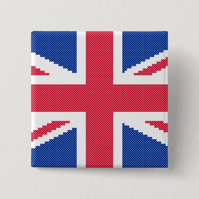 Badge Carré 5 Cm Original cross-stitch design Union Jack (Devant)