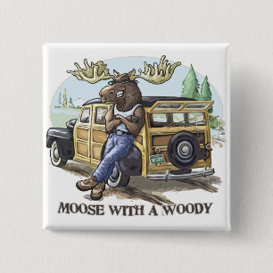 Badge Carré 5 Cm Orignaux drôles avec un Woody par des studios de
