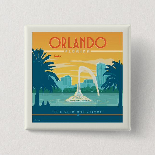 Badge Carré 5 Cm Orlando Floride (Devant)