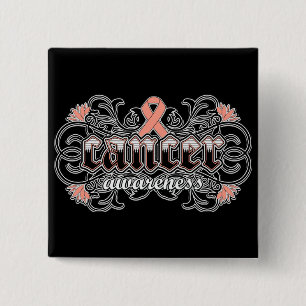 Badge Carré 5 Cm Ornamental floral de conscience de cancer du corps