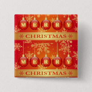 Badge Carré 5 Cm Ornaments rouges