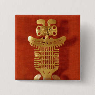 Badge Carré 5 Cm Ornement de Tolima sous forme d'humain-dirigé