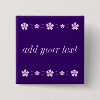 Badge Carré 5 Cm Ornement rose de printemps avec fleurs