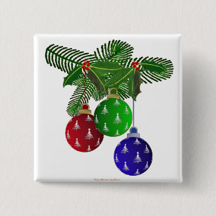 Badge Carré 5 Cm Ornements colorés d'arbres de Noël