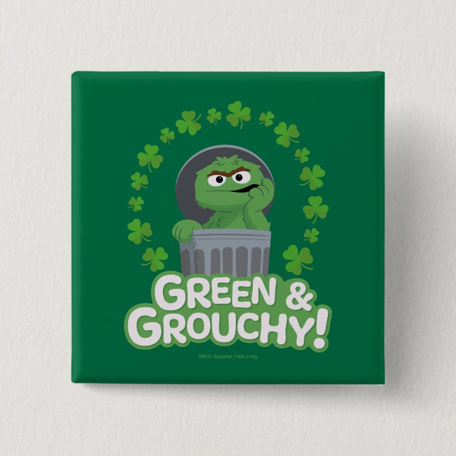 Badge Carré 5 Cm Oscar | Green & Grouchy ! (Devant)