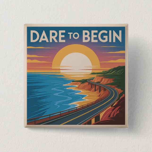 Badge Carré 5 Cm Osez Commencer (Devant)
