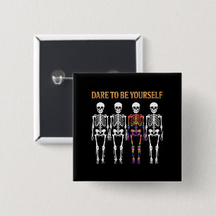 Badge Carré 5 Cm Osez être vous-même Squelette Mignon Cadeau de fie
