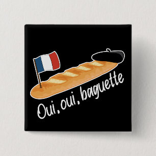 Badge Carré 5 Cm Oui Oui Baguette - Drôle de la cuisine française