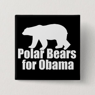 Badge Carré 5 Cm Ours blancs pour Obama