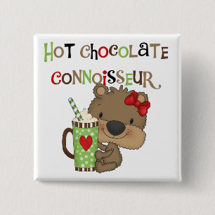 Badge Carré 5 Cm Ours chaud de fille de ChocolateConoisseur