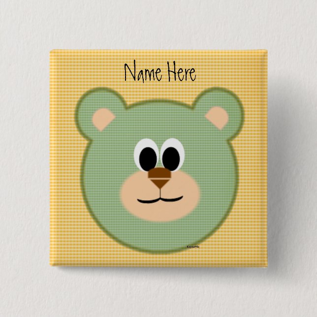 Badge Carré 5 Cm Ours de nounours Checkered (Devant)