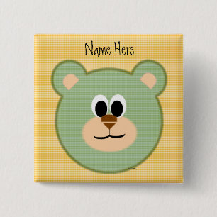 Badge Carré 5 Cm Ours de nounours Checkered