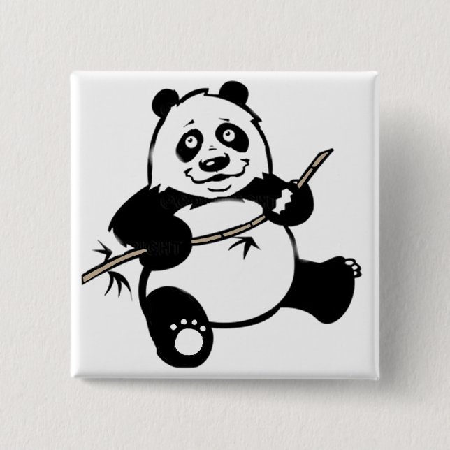 Badge Carré 5 Cm Ours panda heureux (Devant)