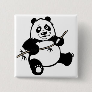 Badge Carré 5 Cm Ours panda heureux