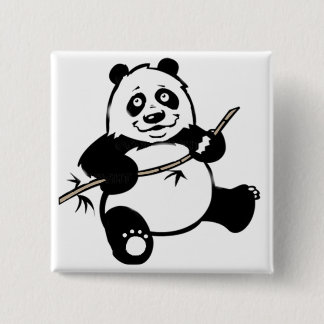 Badge Carré 5 Cm Ours panda heureux