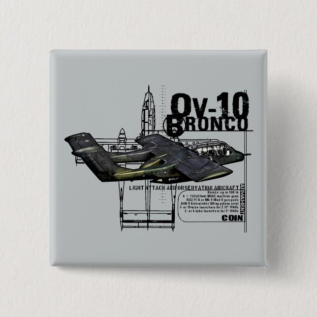Badge Carré 5 Cm OV-10 Bronco (Devant)
